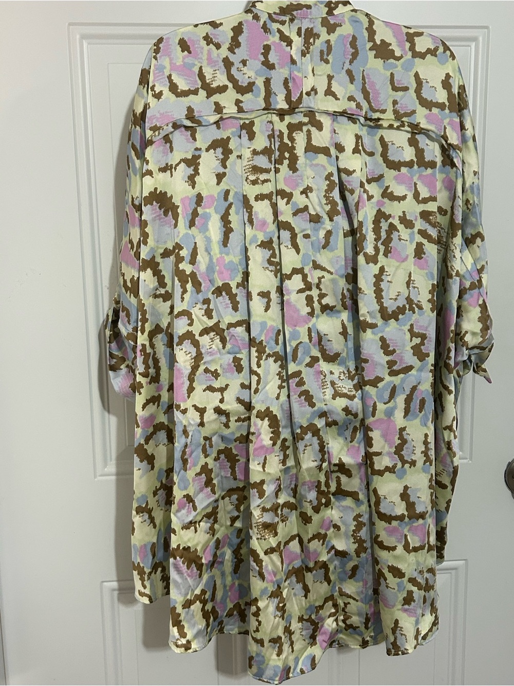 Free People Pastel Animal Print Shirt in Blue, Pink, Yellow & Brown - Picture 2 of 7